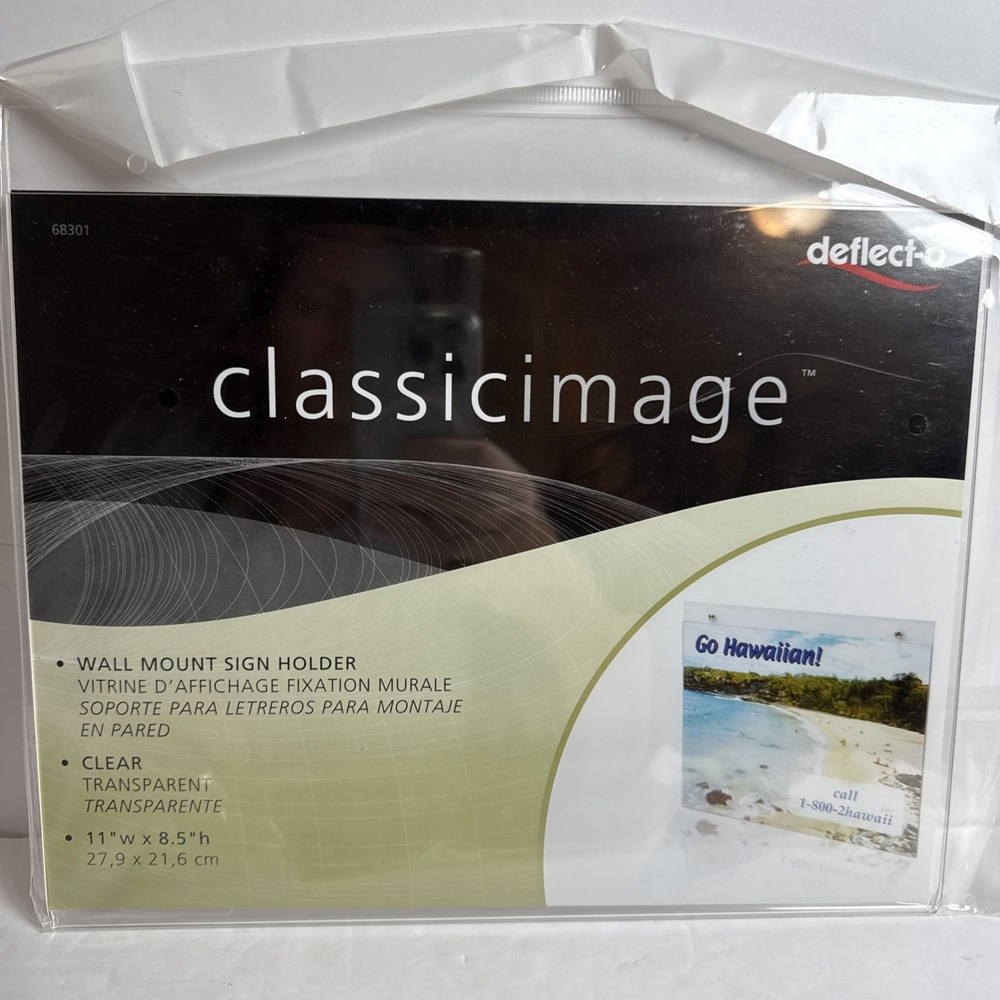 Classic Image Single-Sided Wall Sign Holder, Plastic, 11x8.5in Clear